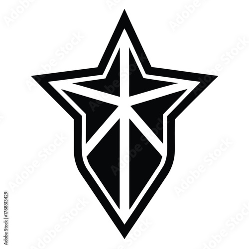 sleek monogram with star vector icon