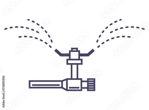 Black icon of lawn sprinklers. Flat illustration.