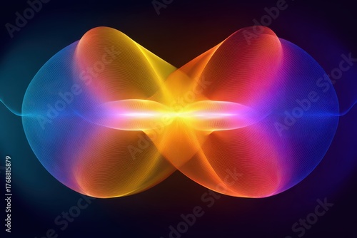 Abstract glowing lines intersect with bright center light on dark background. Great for tech, science, futuristic designs, and data visualizations.