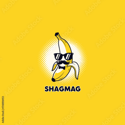 Stylish Banana with Sunglasses and a Mustache - Playful and Fun Illustration Concept