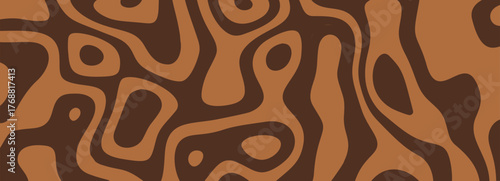 Brown abstract drizzle background with organic wavy lines and fluid shapes. Perfect for packaging, textiles, and digital design projects. Stock vector illustration in abstract style.