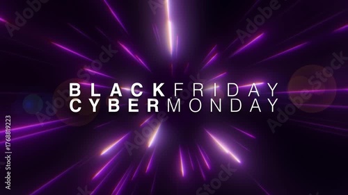 Background for Black Friday and Cyber Monday Video. 4K Motion Graphics Discount Promotions.