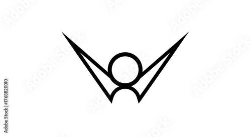 Minimalist black and white line art figure with arms raised in celebration, perfect for a modern brand identity or impactful social media campaign