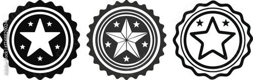 Round notary stamp seal with star and signature line representing document approval certification vector