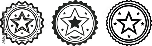 Official notary seal with round shape star and line design symbolizing verified document authorization vector