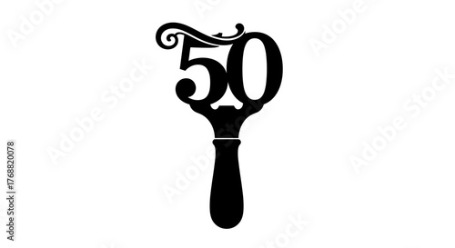 Elegant vintage bottle opener design featuring the number 50, perfect for anniversary celebrations or milestone events.