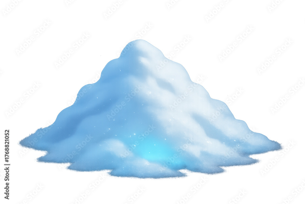 Fototapeta premium White snowdrift with blue glowing light on transparent background encapsulating winter magic and christmas holiday