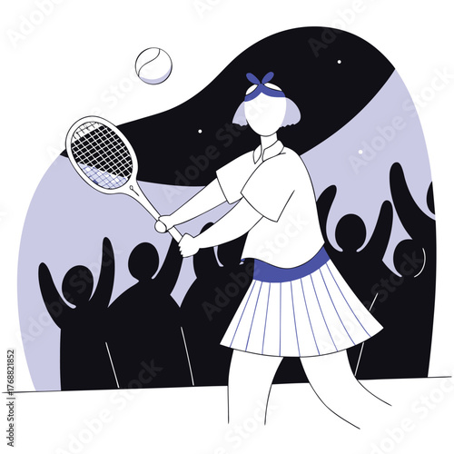 Vintage 1920s tennis player illustration in classic style