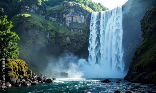 A Cascade of Woven Stories: A Majestic Waterfall of Flowing, Human Hair