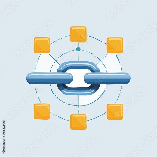 Abstract Illustration of Blockchain Technology and Network.