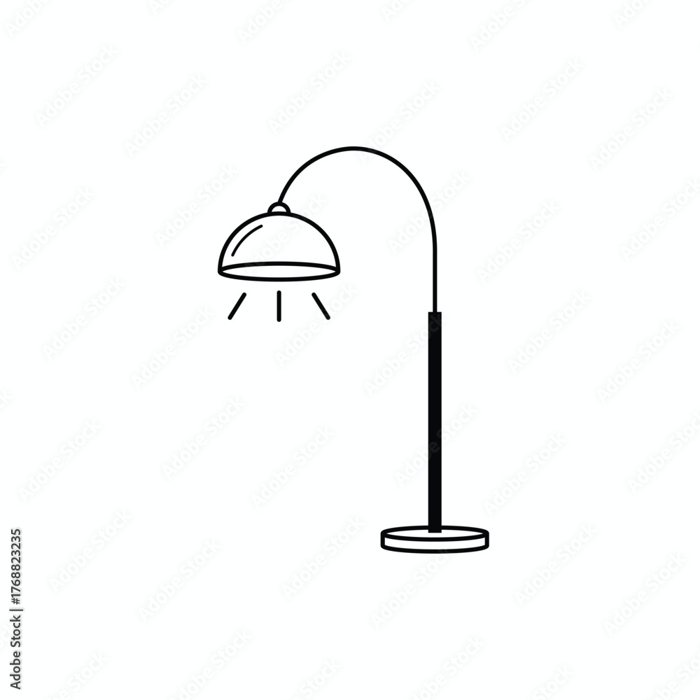 Fototapeta premium Minimalist Line Art Floor Lamp Icon