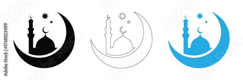 Ramadan crescent moon mosque design for holiday celebrations