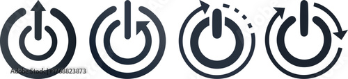 Restart Icon Featuring Power Button and Circular Arrow for Modern Technology Reboot and Innovation Concept