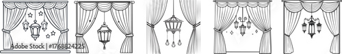 Theatre Lamp Icon with Curtain Background Representing Stage Performance and Classic Illumination Design