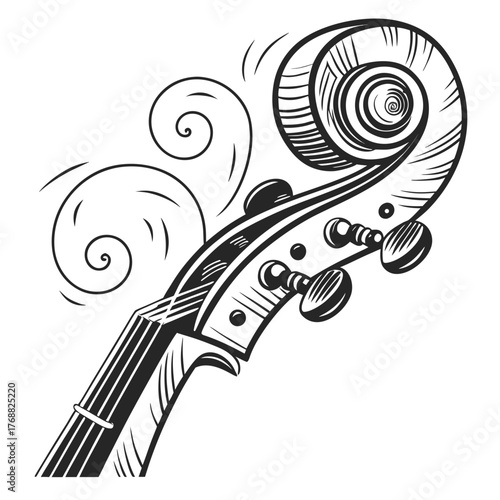 Cello Scroll with Swirling Decorative Elements violin instrument