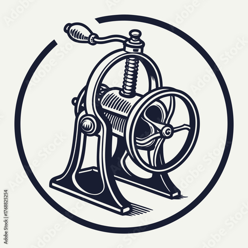 Vintage Manual Coffee Grinder with Crank and Wheel manual grinder vintage grinder