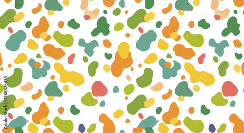 colorful abstract pattern a playful arrangement of vibrant shapes on a white background ideal for designs needing a lively modern aesthetic textile print