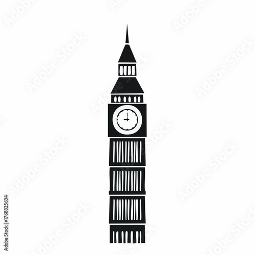 Big Ben Silhouette Iconic London Landmark Illustration.