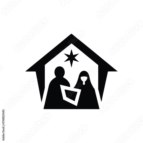 nativity minimalist logo vector icon
