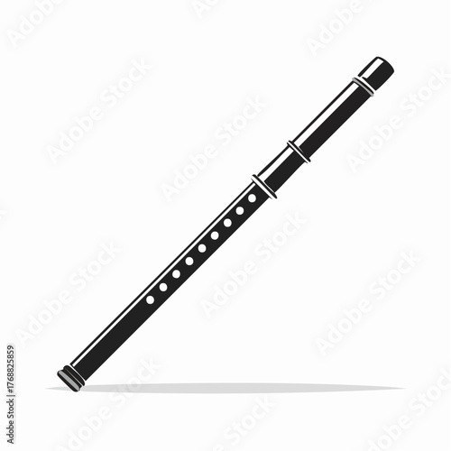 Black and White Vector Illustration of Flute.