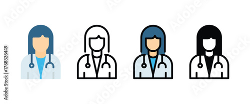 Doctor Vector and Icon Collection – Male and Female Doctor Illustrations, Medical Staff, Healthcare Professionals, Hospital Scene, and Medicine Icons Set