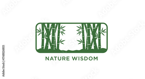 Green bamboo graphic within a frame, with text "NATURE WISDOM" below on a white background
