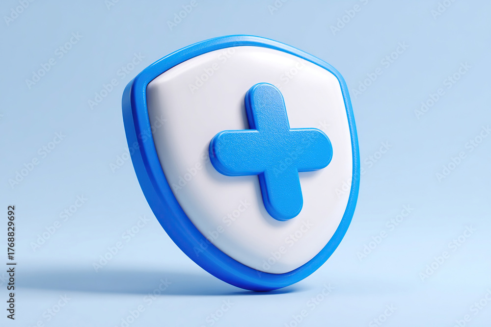 Fototapeta premium Blue Cross Shield - A Symbol of Health and Protection.