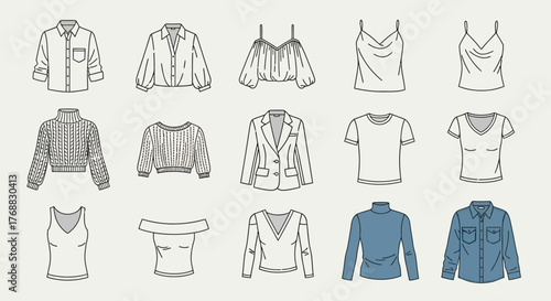 Vintage Clothing and Accessories Illustrated in Flat Vector Art Style