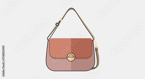 Handbag blush tones over the shoulder strap and buckle