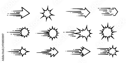 Hand Drawn Motion Lines and Speed Effect Vector Collection