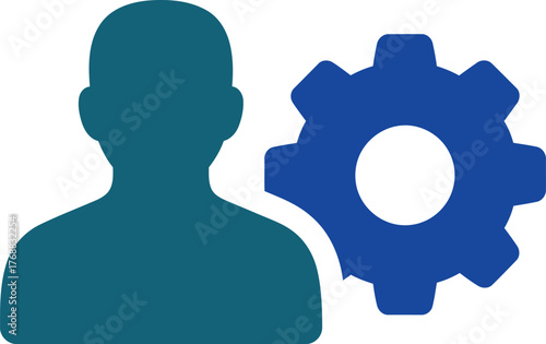 User settings configuration with person silhouette and gear icon concept