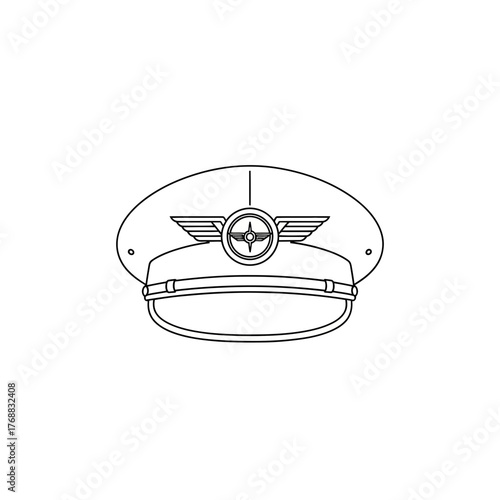Pilot Cap Icon – Aviation Uniform Hat Vector Illustration