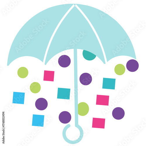 Vector Illustration of Umbrella with Geometric Shape Pattern a Modern Design in Multicolor