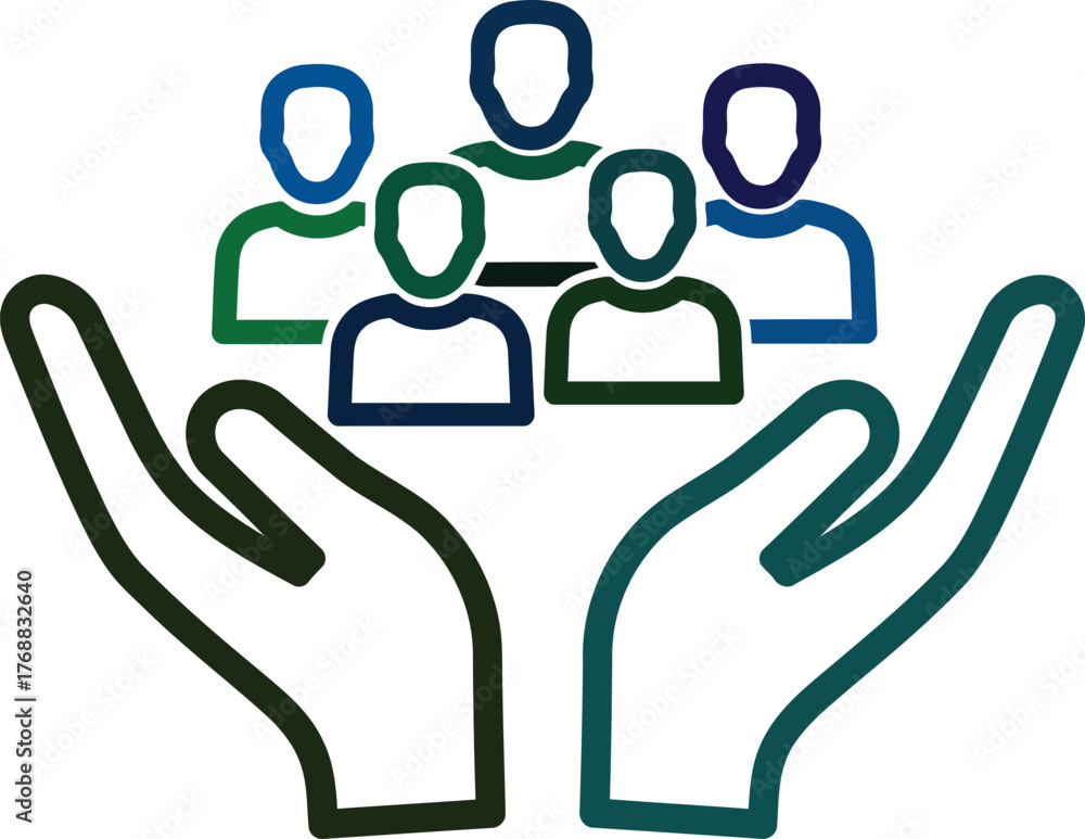 Fototapeta premium Community support concept illustration hand holding group of diverse people