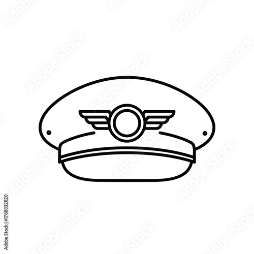 Pilot Cap Icon – Aviation Uniform Hat Vector Illustration