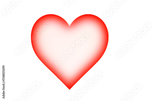 Soft glowing red heart icon on transparent background for Valentine's Day