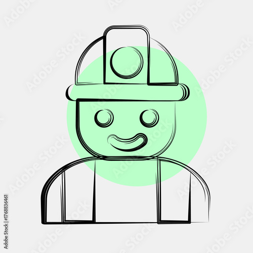 Icon miner. Gold mining elements. Icon in color spot style.