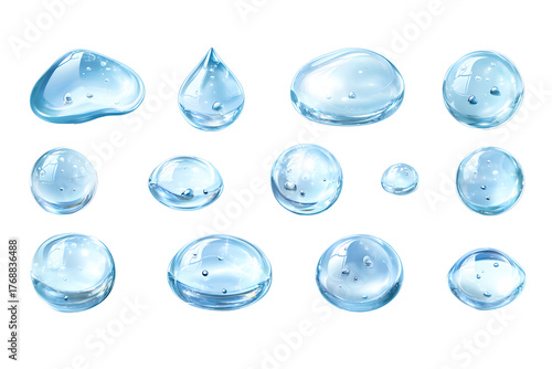 Water droplets and bubbles vector set isolated on a transparent background
