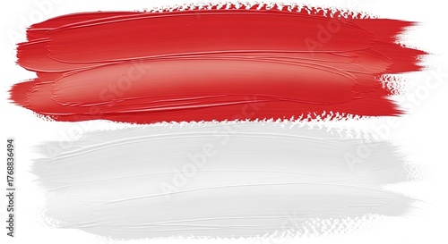 An abstract artistic depiction of the Monaco flag, with two simple horizontal bands of red and white painted in expressive textured strokes with subtle gradients.