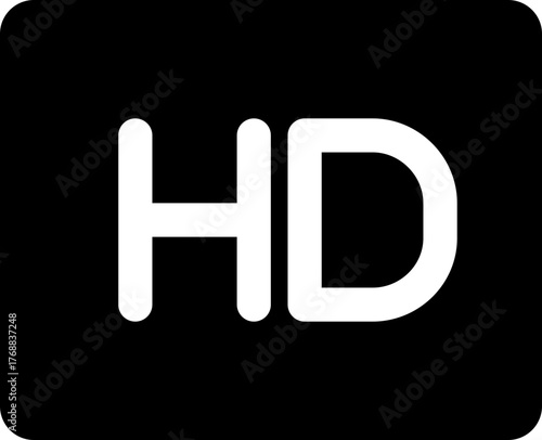 HD Icon on Black Background