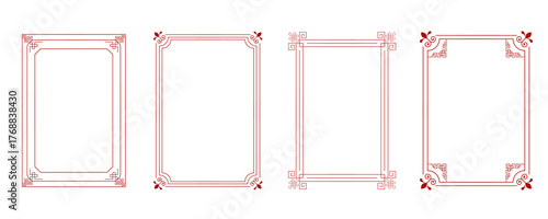 Chinese new year frame with outline classic style.vector illustration for card,postcard,invitations and social media template