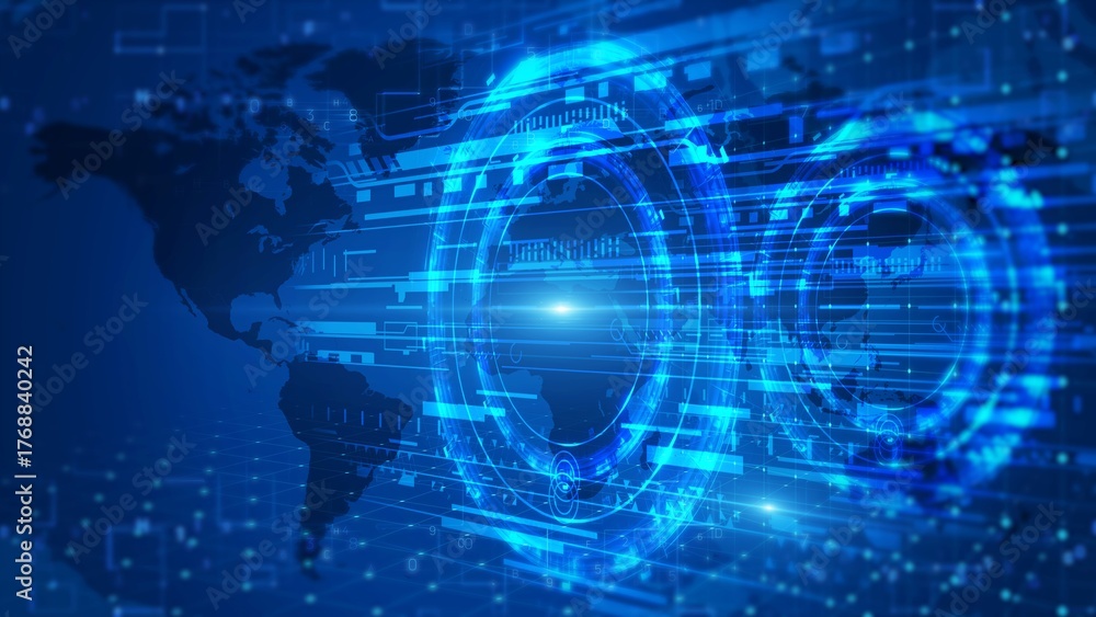 Fototapeta premium Modern Futuristic Technology Background, Abstract Digital Cyber Network Concept