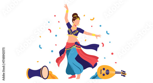 Arabic belly dancer at celebration vector illustration for cultural festival and event poster design
