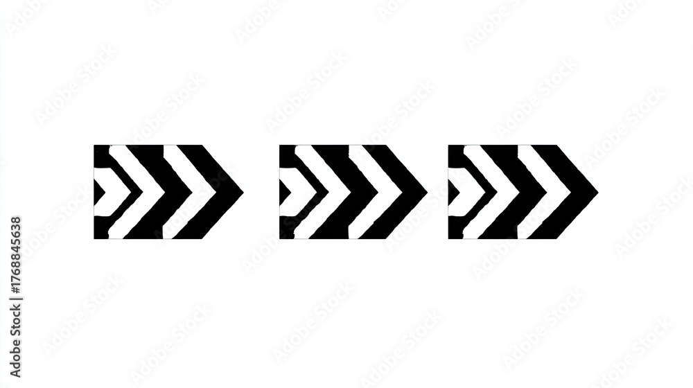 Obraz premium Three chevron arrows point right on a white background.