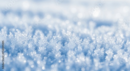 Close Up of Blue Frost Crystals Texture in Sunlight