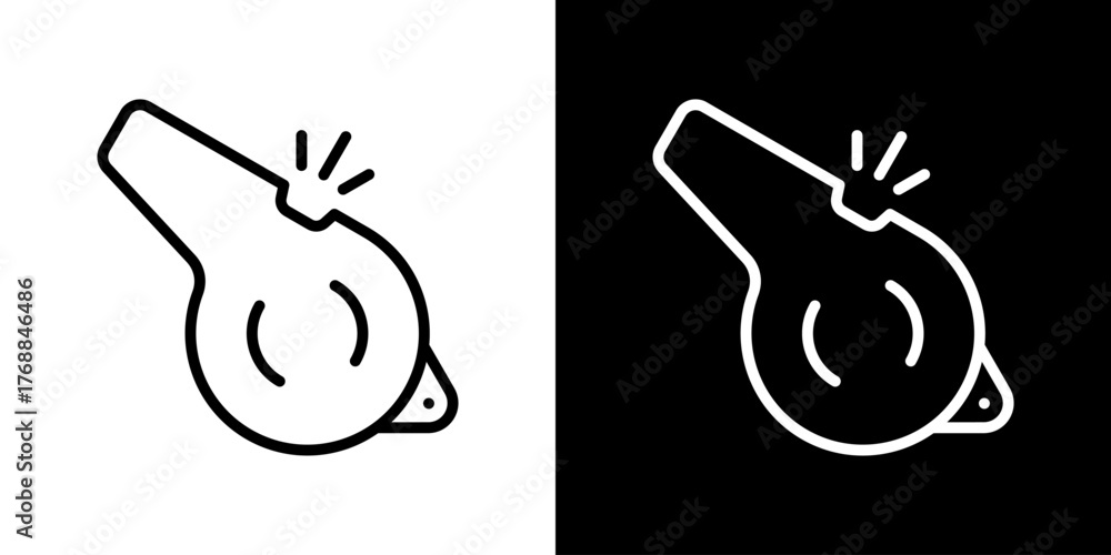 Naklejka premium Whislte Icon Set. Clean Line Design With Light And Dark Versions For Versatile Use.