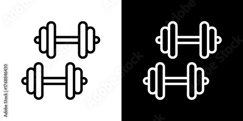 Dumbbell  Icon Set. Clean Line Design With Light And Dark Versions For Versatile Use. 