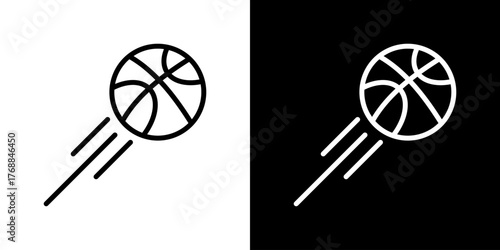 Basketball  Icon Set. Clean Line Design With Light And Dark Versions For Versatile Use. 