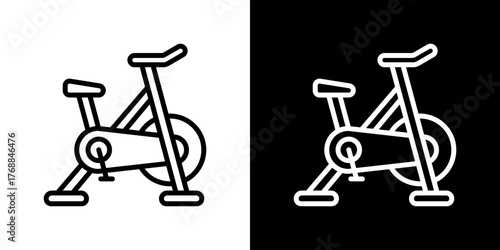 Stationery Bike  Icon Set. Clean Line Design With Light And Dark Versions For Versatile Use. 