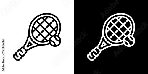 Tennis  Icon Set. Clean Line Design With Light And Dark Versions For Versatile Use. 